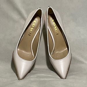 Coach off white 3” pump shoes with toe box beading details.    Box-1